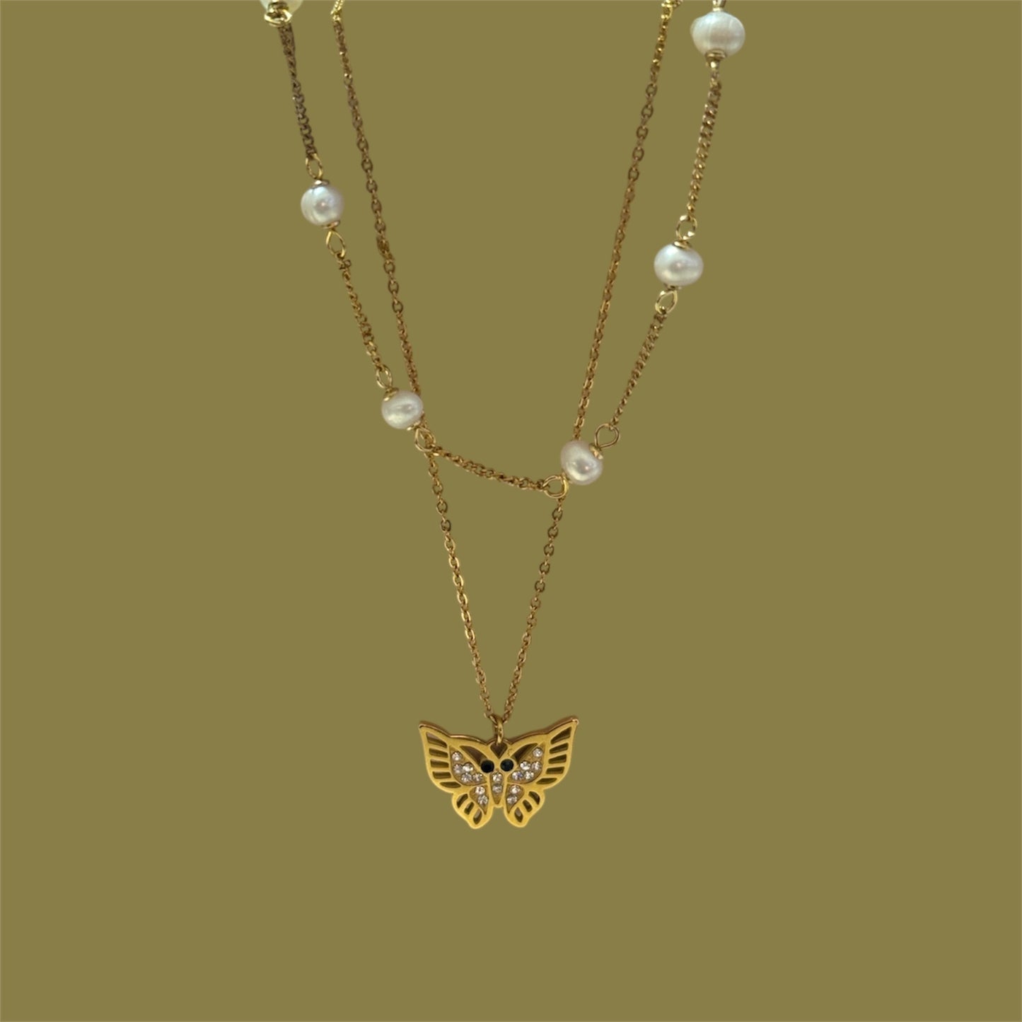 Black butterfly necklace