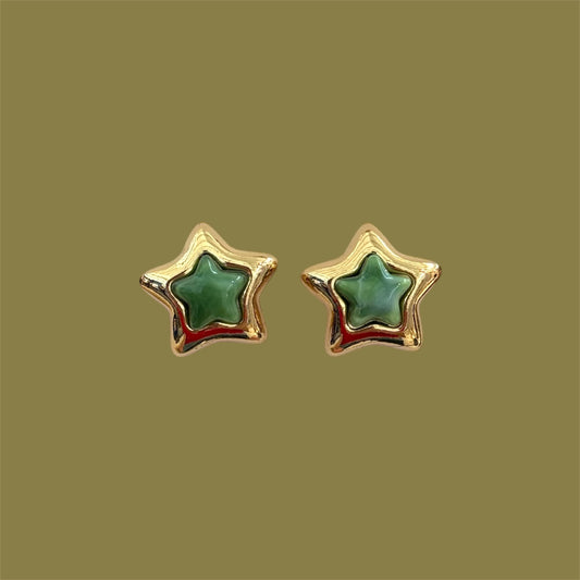 Green star earrings