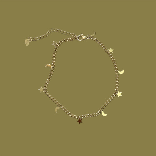 Moon & star anklet